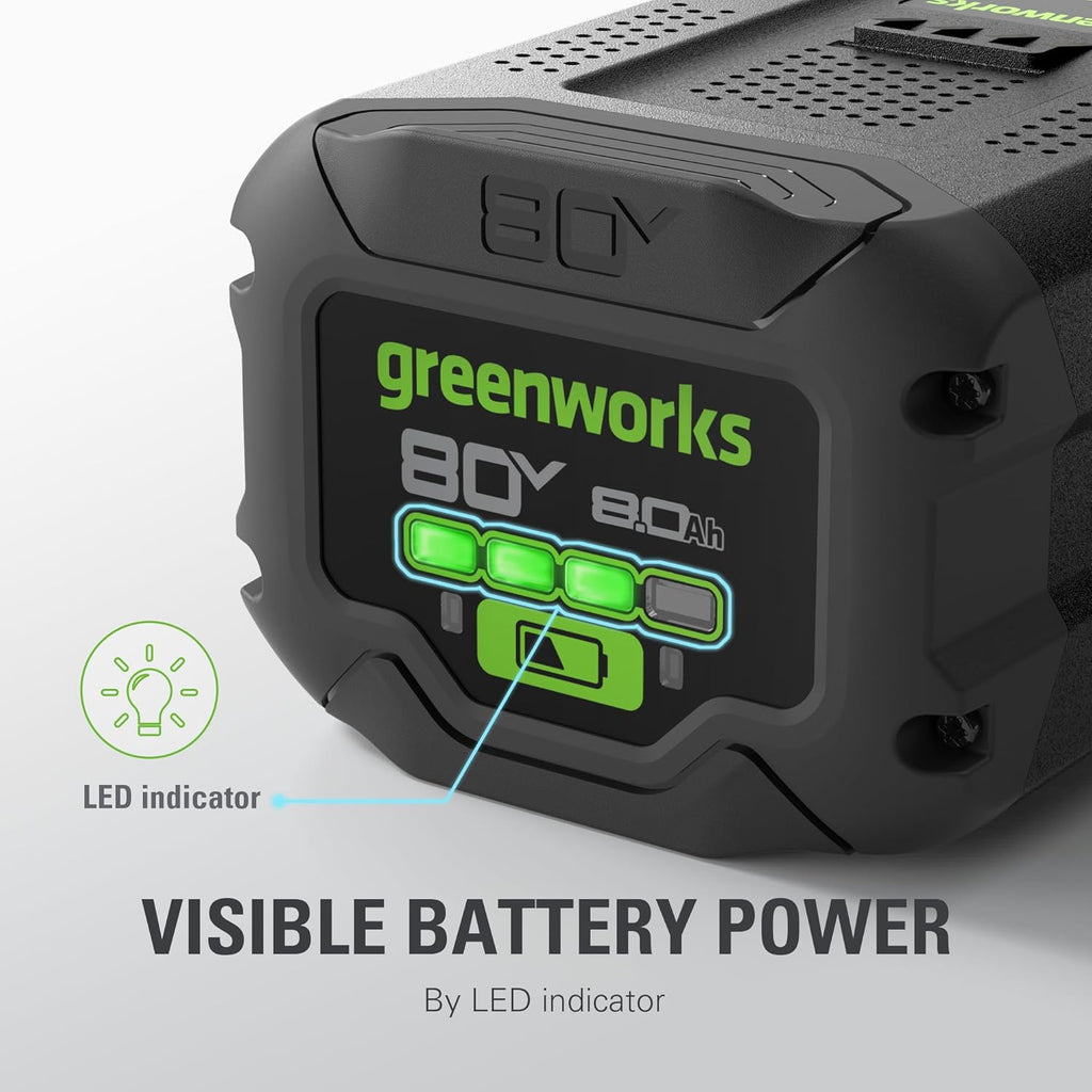 Greenworks 80V 8.0Ah Lithium-Ion Battery (Genuine Greenworks Battery / 75+ Compatible Tools)