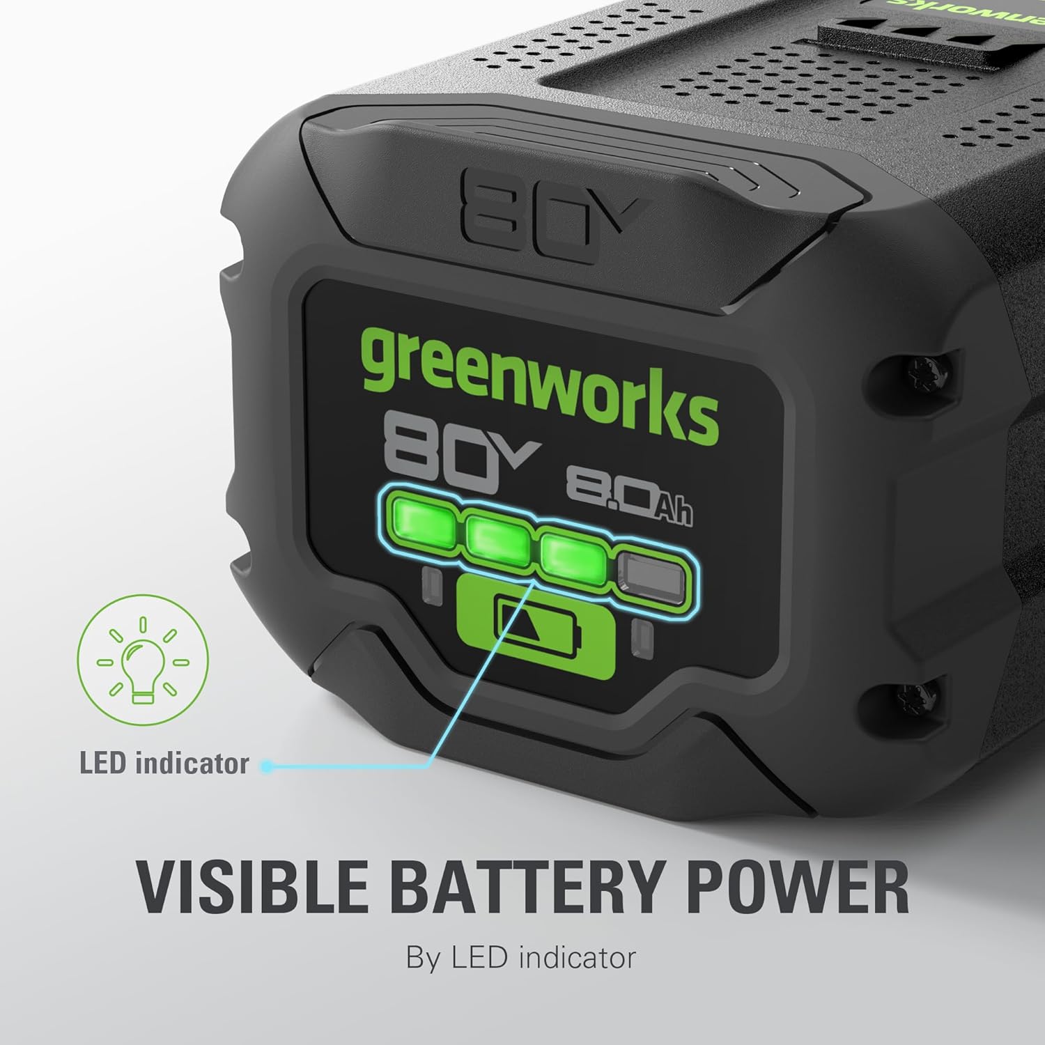 Greenworks 80V 8.0Ah Lithium-Ion Battery (Genuine Greenworks Battery / 75+ Compatible Tools)