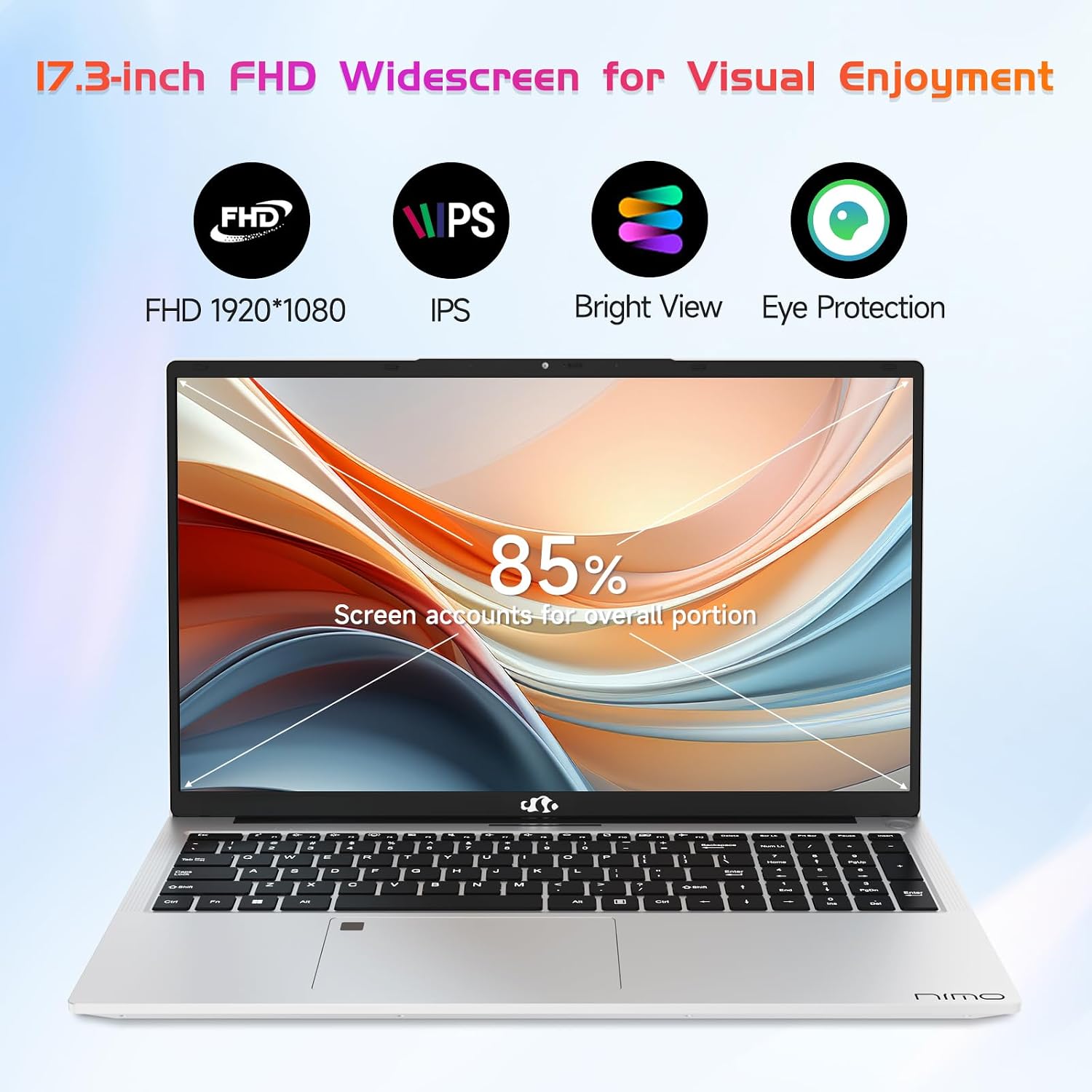 NIMO 17.3' FHD-Business-Laptop, Intel 6 Core I3-1215U (Up to 4.4GHz, Beat R5 7520U) 32GB RAM 1TB SSD Student-Computer with 65W Type C Backlit KB Fingerprint, for Home and Work