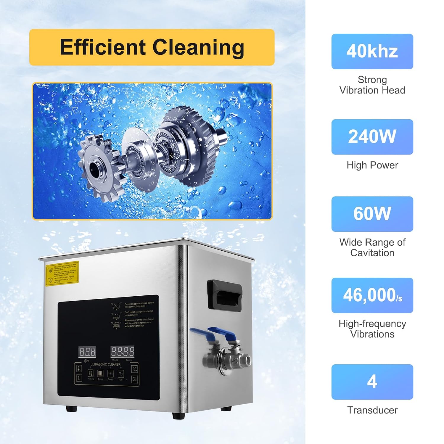 Ultrasonic Washing Machine, Dual Frequency Commercial Professional Ultrasonic Washing Machine, Stainless Steel Jewelry Cleaner with Heater and Timer for Jewelry Watch Dental (10L)