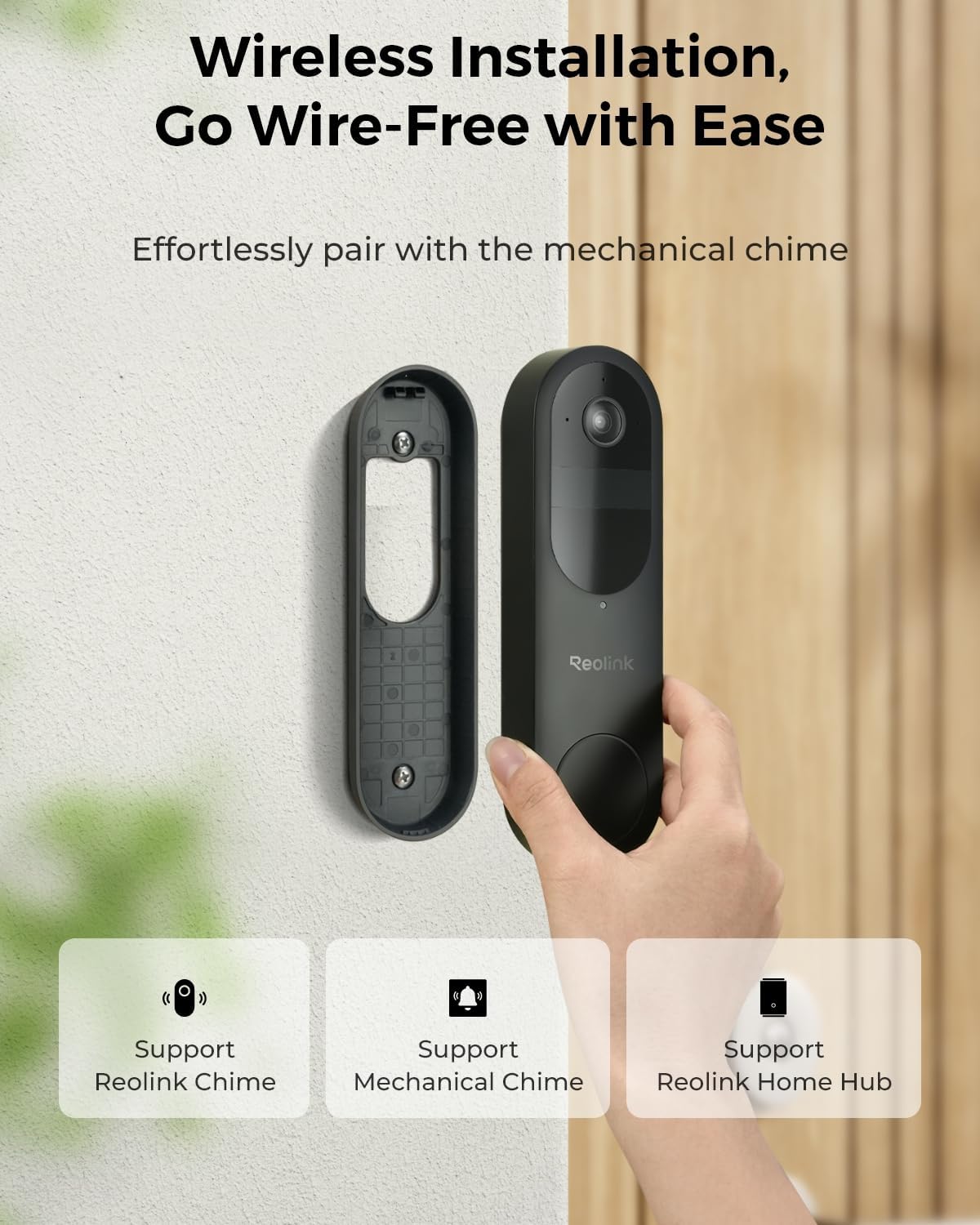 REOLINK Video Doorbell Camera with Chime, 1:1 Head-to-Toe View, 2.4/5 GHz WiFi, Person/Vehicle/Package Detection, No Monthly Fees