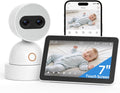 Simsky 7' UHD Touch Screen Baby Audio Monitor, Dual 4MP Cameras with Wall Mount, 6X Zoom & 32GB Local Storage, AI-Powered Cry Detection, Smart Tracking & Free Remote App Access