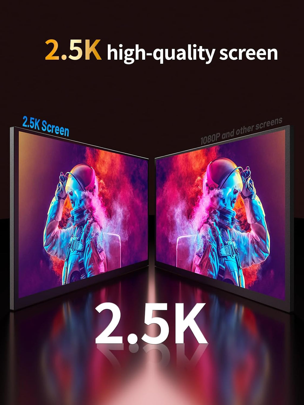 24.5' 2.5K Portable Monitor 160Hz QHD Gaming Monitor 100% sRGB IPS Large Screen, USB-C HDMI External Second Screen with Kickstand, Travel Monitor for Laptop, PC, Phone, VESA Mountable