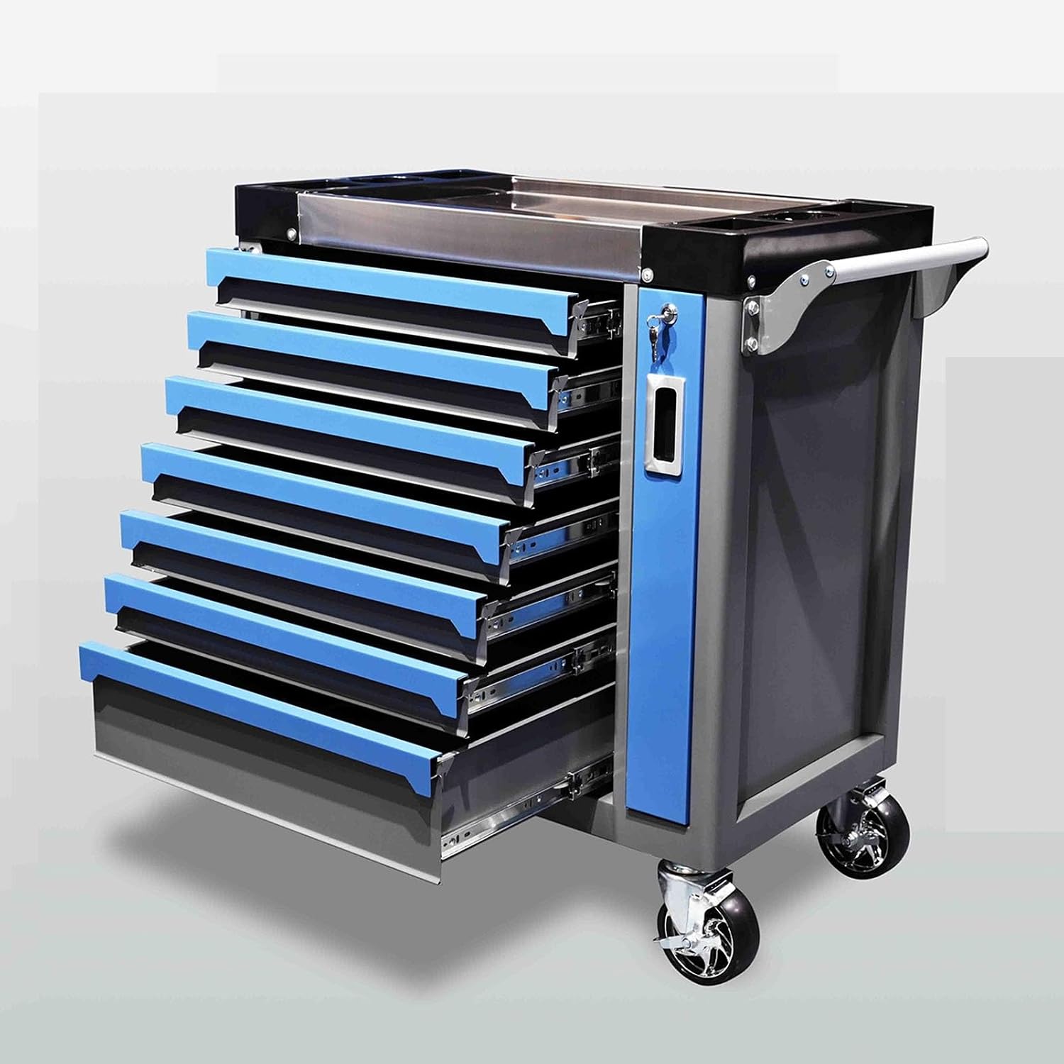 Multifunctional Tool Chest with 7 Drawers, Rolling Tool Cabinet with Wheels, Toolbox with Independent Self-Locking Anti-Tip System, for Warehouse&Workshop for Garage