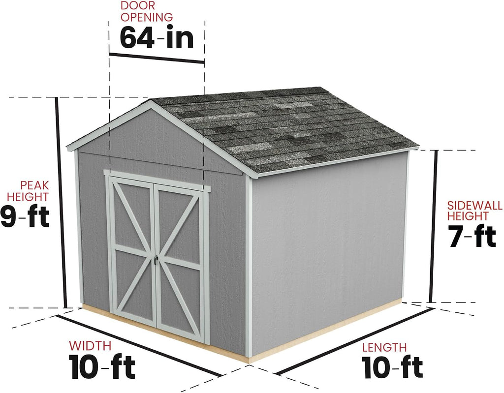 Handy Home Products Rookwood 10x10 Do-It-Yourself Wooden Storage Shed with Floor Kit- Does not Include Paint or Roofing Shingles