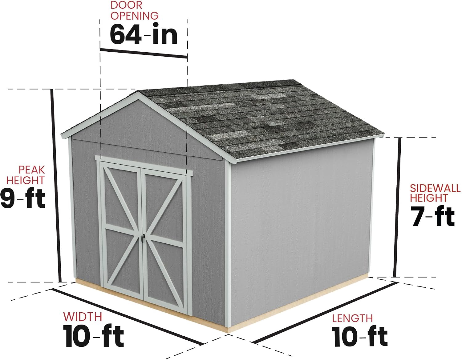 Handy Home Products Rookwood 10x10 Do-It-Yourself Wooden Storage Shed with Floor Kit- Does not Include Paint or Roofing Shingles
