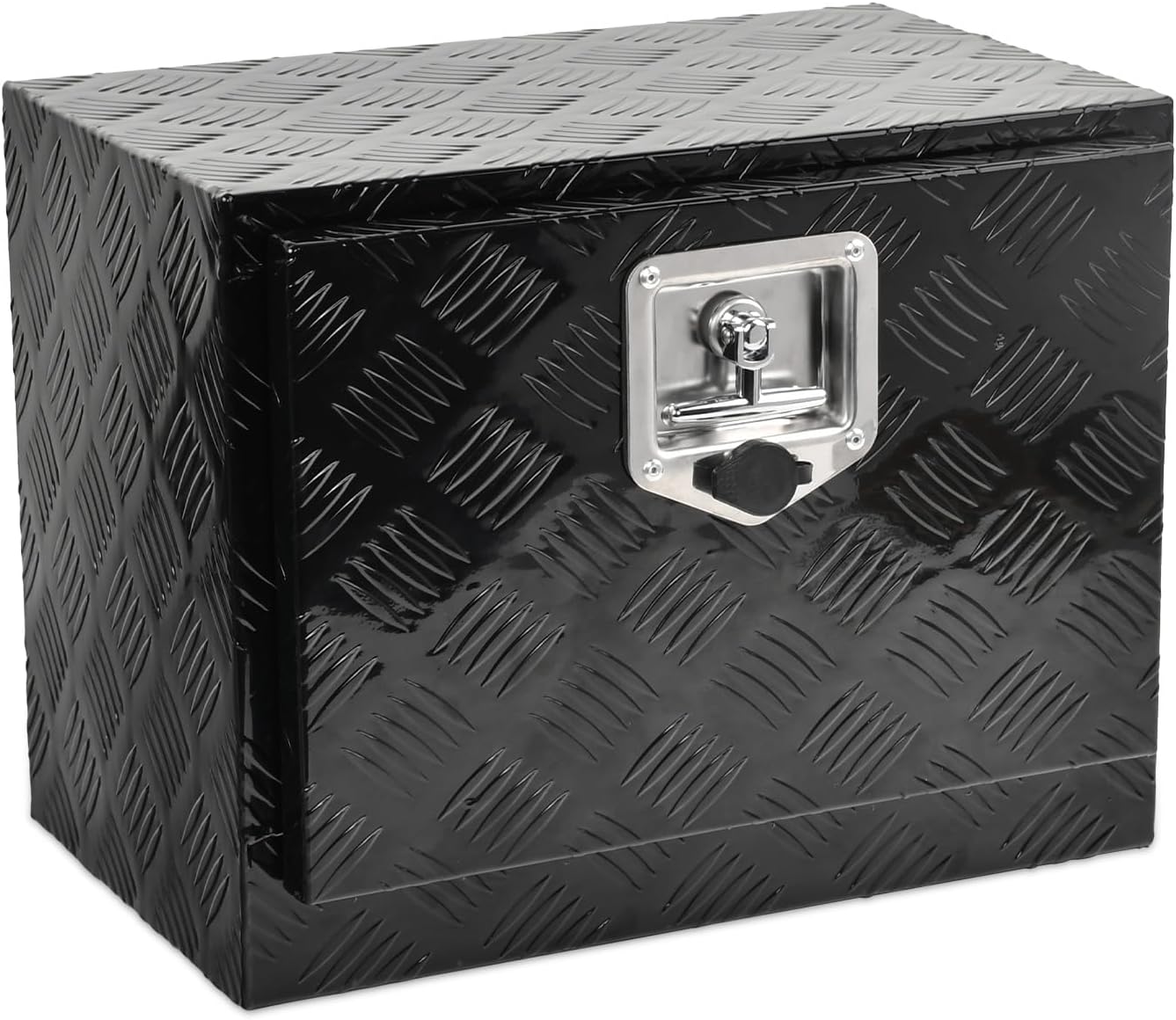 SSN 18'' Heavy Duty Aluminum Underbody Truck Box with T-Handle Latch,18 x 12 x 14 Inch Truck Trailer Underbed Tool Box with 5 Bar Tread Black for Storage and Organization.
