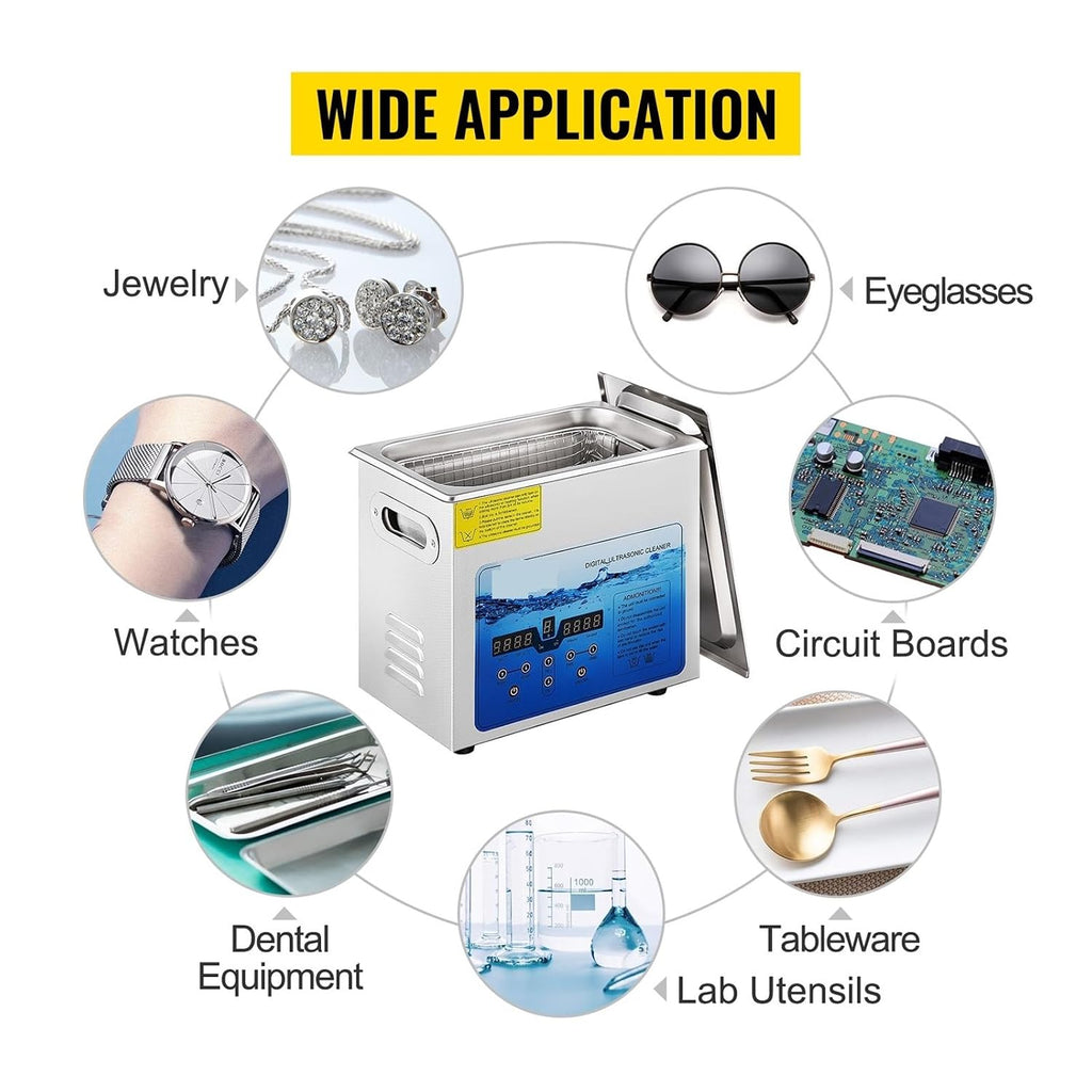 Ultrasonic Cleaners, 3L 6L 10L 15L Ultra Cleaner Mini Portable Washing Machines 36-40KHz Adjustable Frequency Dish Washers Home Appliance(3L)