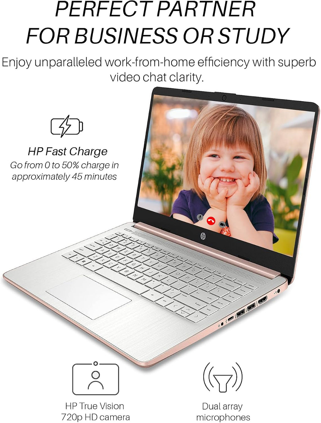 HP Stream 14 inch Laptop for Student and Business, Intel Quad-Core N4120 Processor, 16GB RAM, 64GB eMMC, 1-Year Office 365, Webcam, Long Battery Life, Slim Laptop, Wi-Fi, Win 11 S