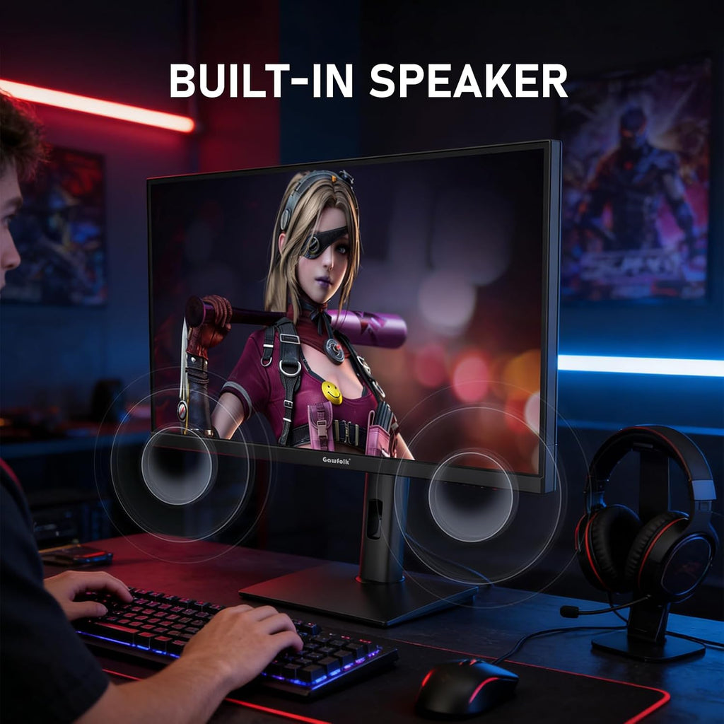 Gawfolk 27 inch IPS Gaming Computer Monitor, UHD 3840x2160 4K 180Hz / FHD 360Hz Dual Mode PC Screen, 1.07 Billion Colours, Adaptive Sync, Height Adjustable,Built-in Speaker,HDMI 2.1 & DP1.4,Black