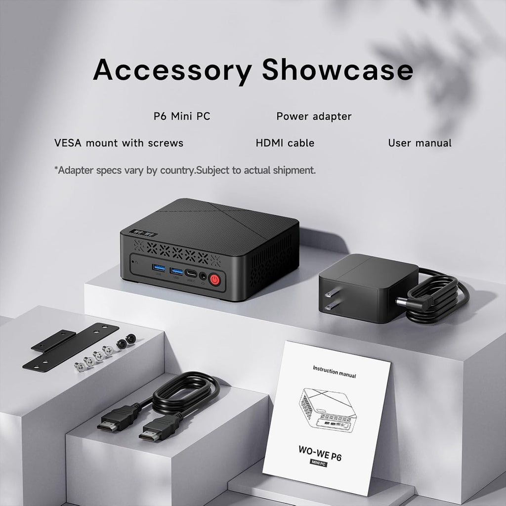 wo-we Mini PC AMD 3500U(Beat N150/N100) 8GB RAM 256GB SSD 4C/8T 4K Triple Display Dual HDMI&Type-C,USB3.2 Silent Heat Dissipation Mini Desktop Computer forHome Theater Office Business Education