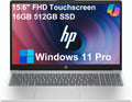 HP 15 Laptop (15.6' FHD Touchscreen, Intel Core i5-1334U (> i7-1255U), 16GB RAM, 512GB SSD) for Business, Students, Home, 10-Hour Long Battery Life, Webcam, Wi-Fi 6, Numpad, Fast Charge, Win 11 Pro