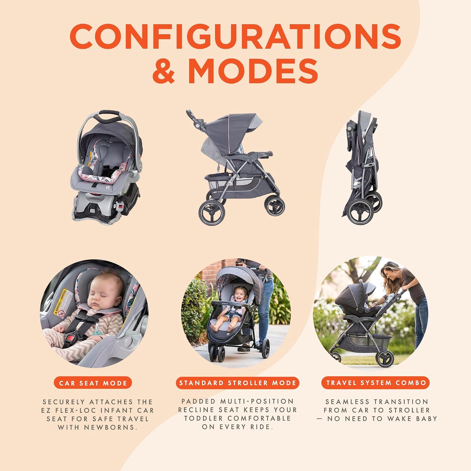 Baby Trend Sky View Plus Baby Stroller with EZ Flex-Loc Infant Car Seat, Adjustable Canopy, Storage Basket & Cup Holders, Bluebell - Lightweight & Foldable Travel System for Toddlers & Infants