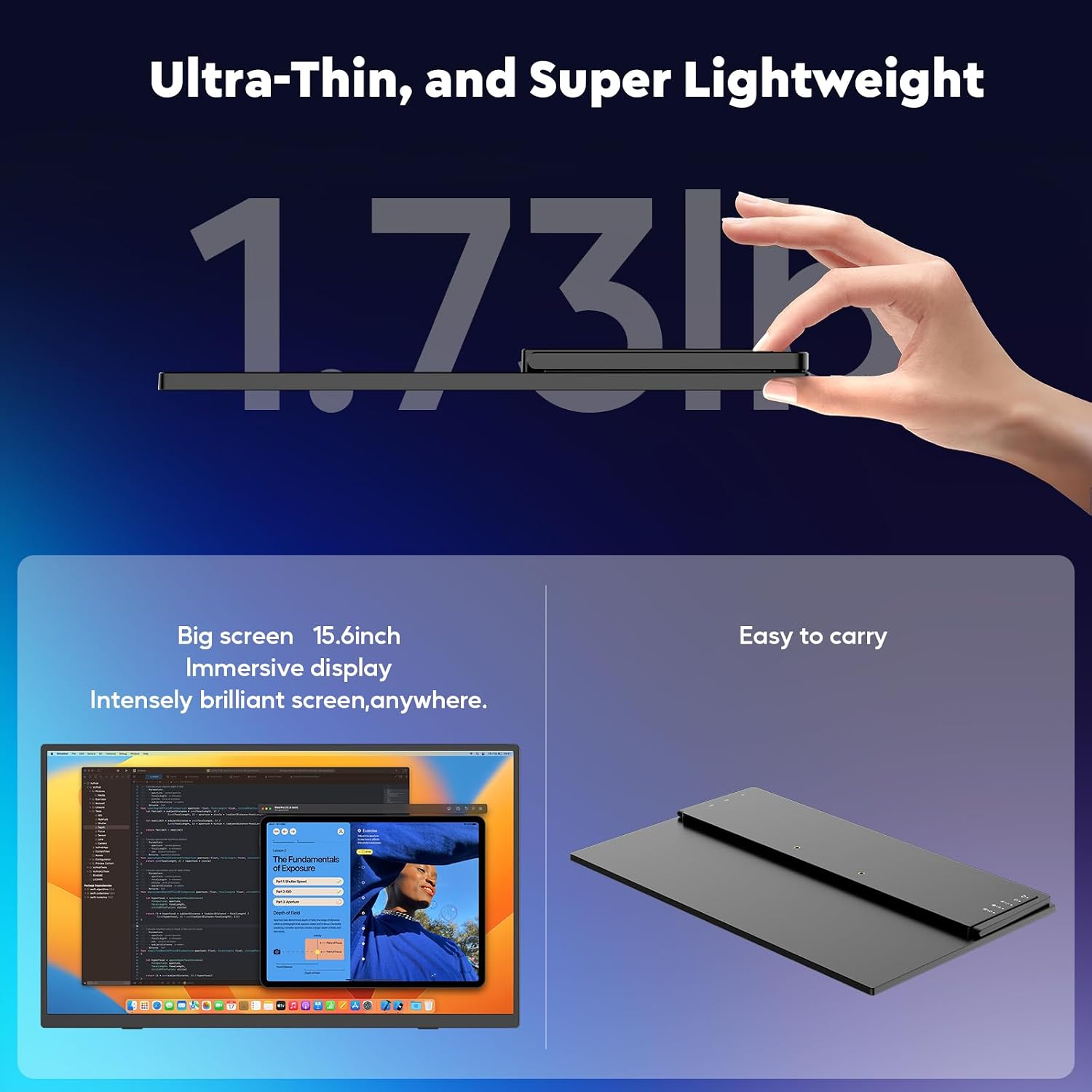 ZSCMALLS Battery Wireless Portable Monitor, 8000mAh 15.6' 1080P IPS USB-C/HDMI Second Screen, Built-in Speakers, Support AirPlay/Miracast for Laptop/Phone/Tablet/Switch/Xbox, Carry Bag Included