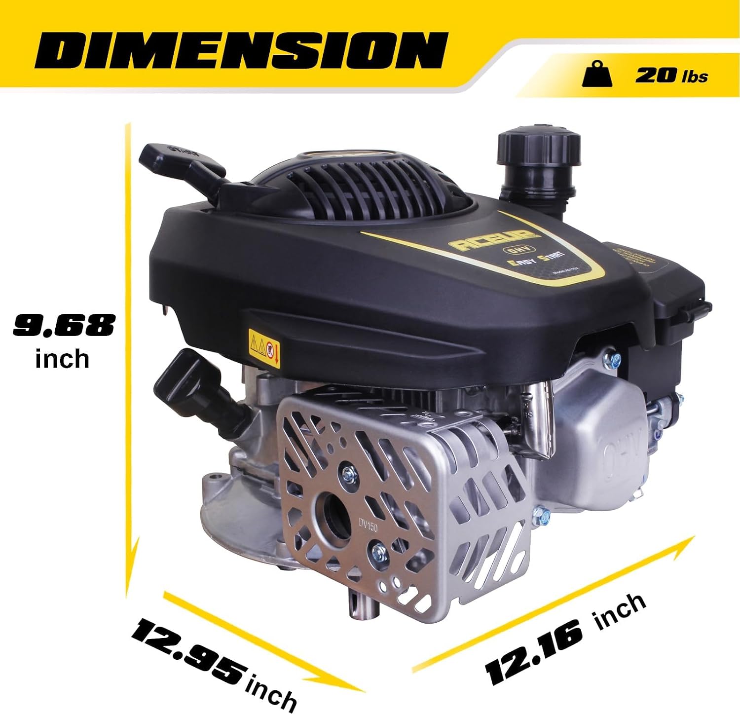 Aceup Energy 4.4HP 173cc 4-Stroke Gas Motor Gas Engine Vertical Shaft with Primer for Lawn Mower