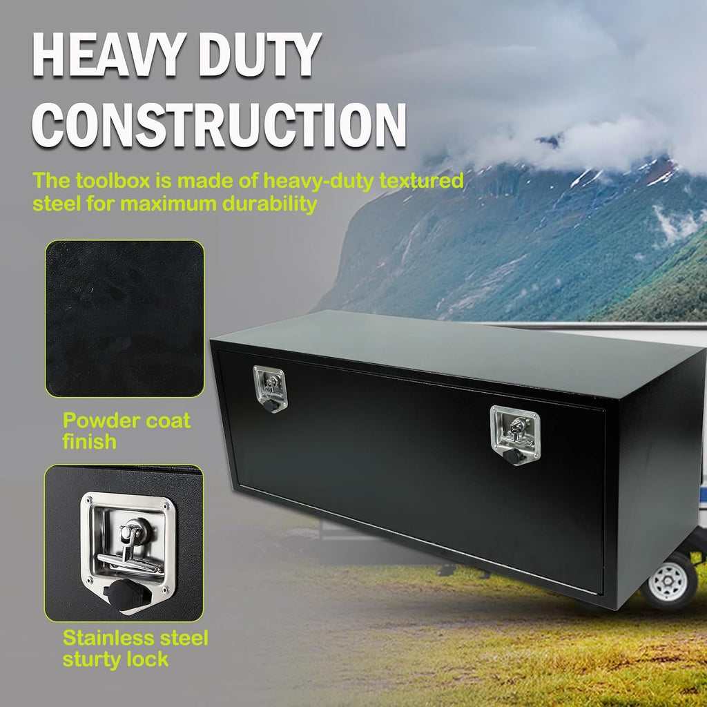 48 Inch Underbody Truck Toolbox with T-Handle Lock, Heavy Duty Truck Underbody Tool Box Chest For Storage, 48'x 18'x 18' inch Black