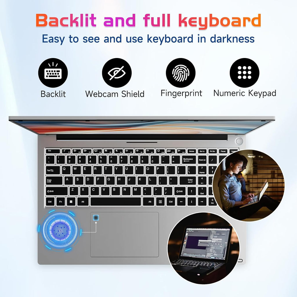 NIMO 17.3' IPS FHD-Laptop, Intel 6 Cores i3-1215U 16GB RAM 256GB SSD (Beat i5-1135G7, Up to 4.4GHz) Computer with 65W Type C Fingerprint Backlit Keyboard, for Home Student and Business