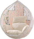 ETomey Hanging Basket Chair Cushion, Egg Chair Replacement Cushion, Waterproof & Sun-Resistant, 8in Thick Memory Foam, 49'W x 58'L x 8'H, White, Boho Style, Indoor & Outdoor