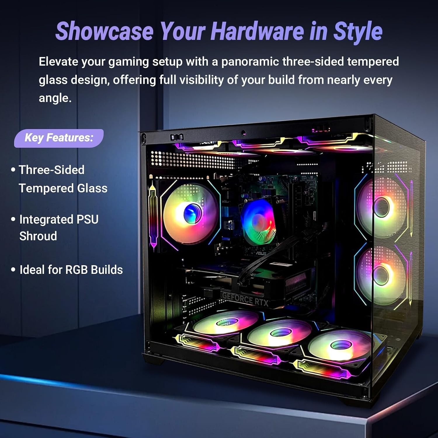 Gaming PC Desktop – Ryzen 7 5800X up to 4.7GHz, Radeon RX 6600 XT 8GB GDDR6, 16GB DDR4 RAM, 1TB NVMe SSD, WiFi 6 & BT 5.4, 9× ARGB Fans, 650W PSU, WIN11P, RGB Keyboard & Mouse