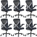 Ergonomic Office Chair - X-Shaped Computer Desk Chairs Comfy, Mesh High-Back Gaming Chair with Adjustable Lumbar Support, Executive Task Chair for Adults, Comfortable for Long Hours, Black, Pack of 6