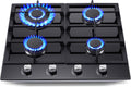Gas Stove Top 24 Inch, Amzgachfktch Built-in Gas Cooktop 4 Burner, Black Tempered Glass Stove with NG/LPG Conversion Kit, Kitchen Propane Cooktop with Thermocouple Protection