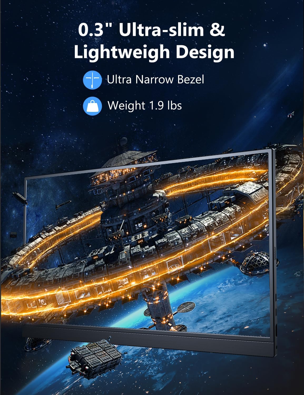 Portable Gaming Monitor, 17.3' 2.5k 144HZ IPS Portable Laptop Monitor, Second Screen Dual USB C HDMI Computer Gaming Display with Speakers & Smart Cover, Travel Monitor for PC Phone PS4/5 Xbox Switch