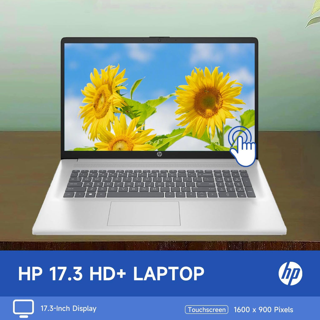 HP 17.3' Laptop for Home, Students, Business, Lifetime Office 365 for The Web, 17.3' Touchscreen, 8-Cores Intel CPU, w/Copilot, 16GB RAM, 128GB eMMC + 1TB PCIe, Camera Privacy Shutter, Win11 Pro