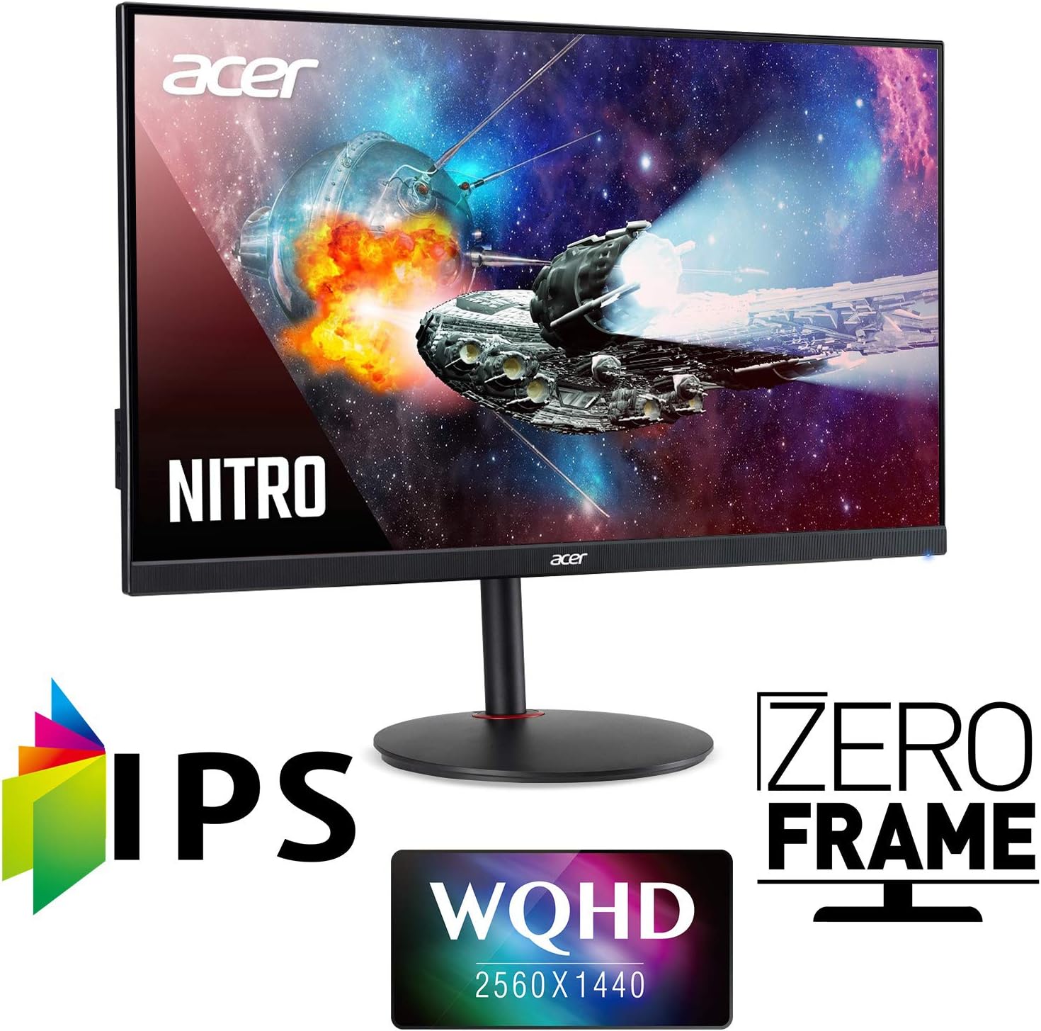 acer Nitro XV272U Pbmiiprzx 27' WQHD (2560 x 1440) IPS G-SYNC Compatible Monitor, 144Hz, 1ms VRB, VESA Certified DisplayHDR400, DCI-P3, Delta E<2