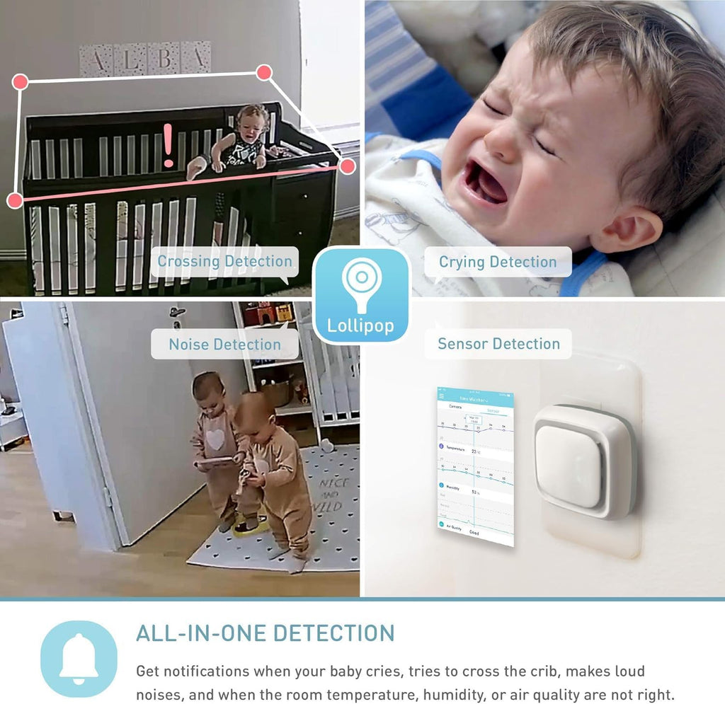 Lollipop Baby Monitor Upgraded Smart Wi-Fi Camera of True Crying Detection, Two-Way Audio, Infrared Night Vision – Ideal Gift for Baby Shower
