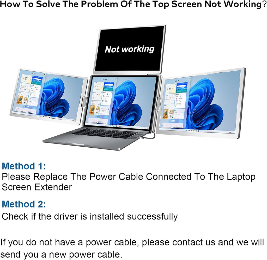 15.6' Laptop Screen Extender Monitor Portable, Quad Monitor, Just 1 Cable for 3 Screens, FHD 1080P IPS Laptop Extender Compatible with Wins/Mac for 13.6' - 17.3' Laptops
