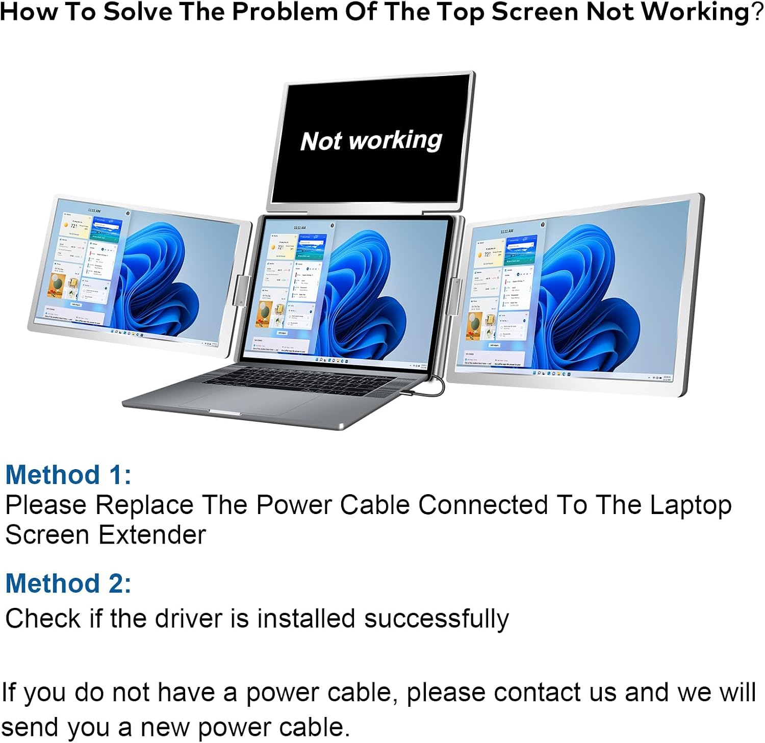 15.6' Laptop Screen Extender Monitor Portable, Quad Monitor, Just 1 Cable for 3 Screens, FHD 1080P IPS Laptop Extender Compatible with Wins/Mac for 13.6' - 17.3' Laptops