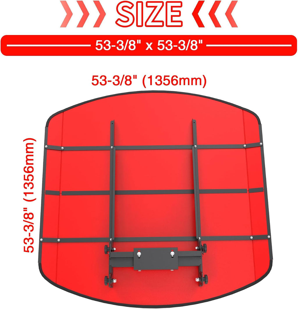 Red Tractor Canopy for ROPS 53-3/8' x 53-3/8' – Sunshade Roof for Lawn Mowers, Heavy-Duty Mounting Brackets, Non-Fading High-Density Thermoplastic (Adds About 4' to Tractor Height)