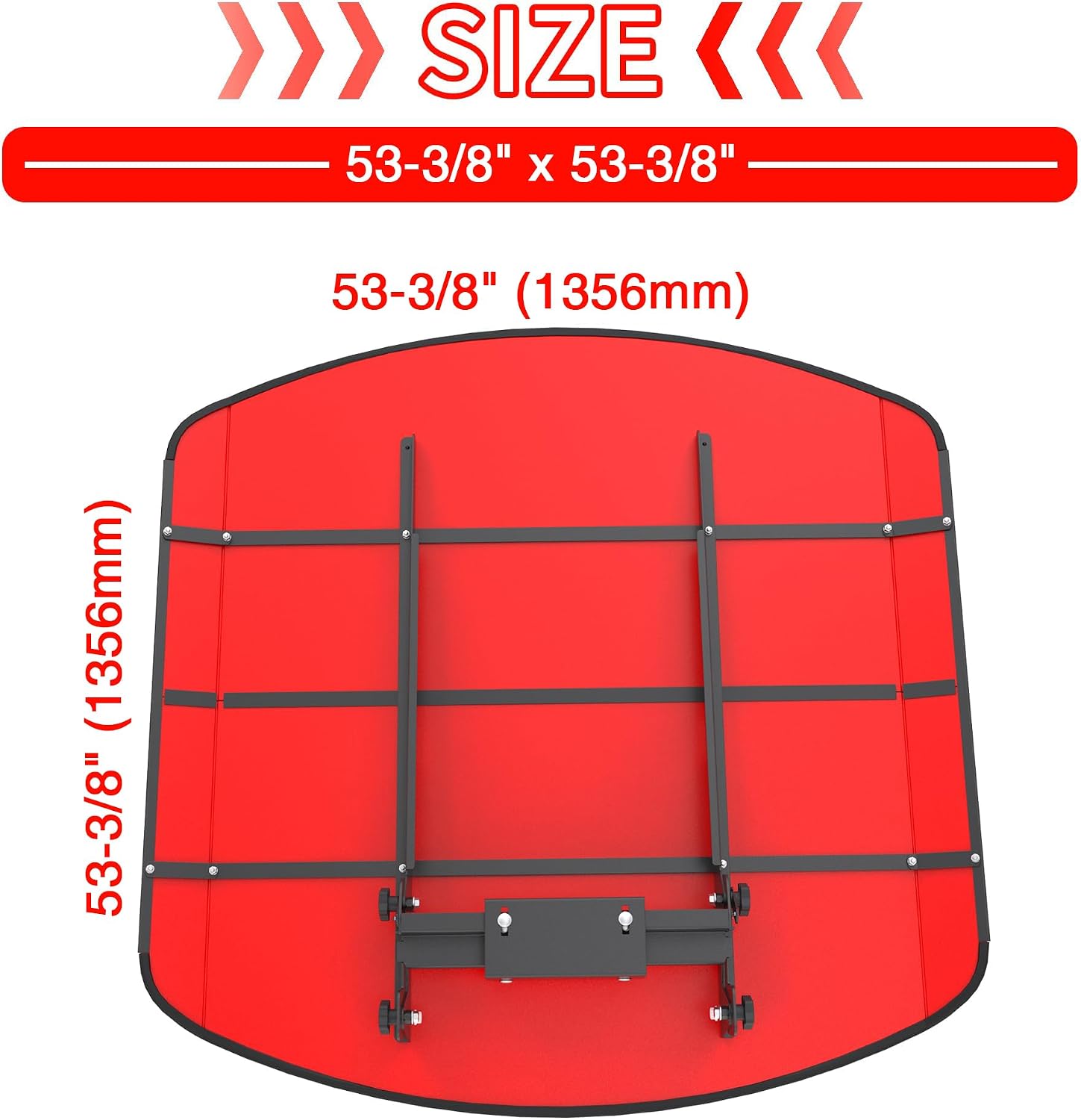 Red Tractor Canopy for ROPS 53-3/8' x 53-3/8' – Sunshade Roof for Lawn Mowers, Heavy-Duty Mounting Brackets, Non-Fading High-Density Thermoplastic (Adds About 4' to Tractor Height)