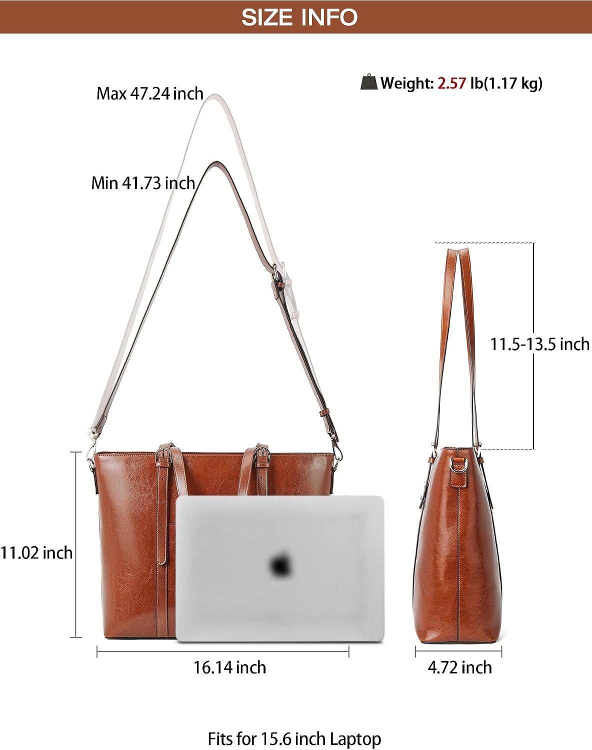 BOSTANTEN Leather Laptop Bag Work Tote for Women Shoulder Handbag Briefcase 15.6 inch Satchel Computer Bag