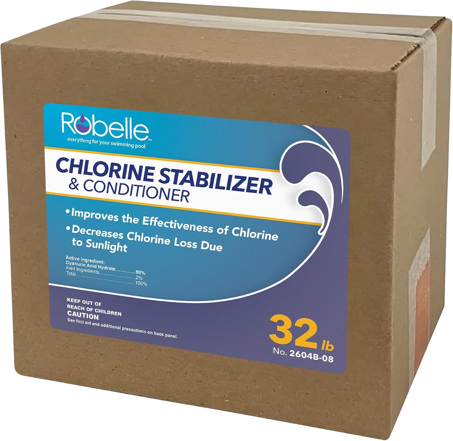 Robelle 32-Pounds Premium Chlorine Stabilizer and Conditioner, Concentrated Cyanuric Acid for Pools, Pool Stabilizer, Helps Chlorine Last Longer