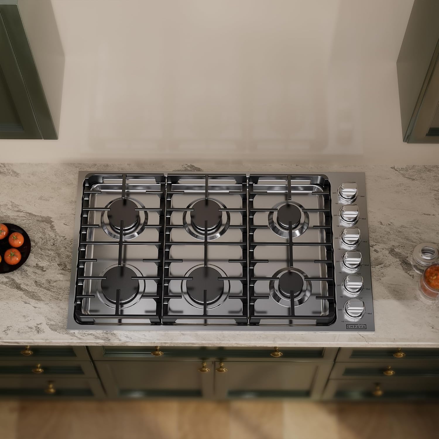 Empava 36 Inch Gas Cooktop,6 World-Class SABAF Burners Made in Italy,Stainless Steel Stove Top Bulit-in,Certified by CSA,for Homes, kitchens
