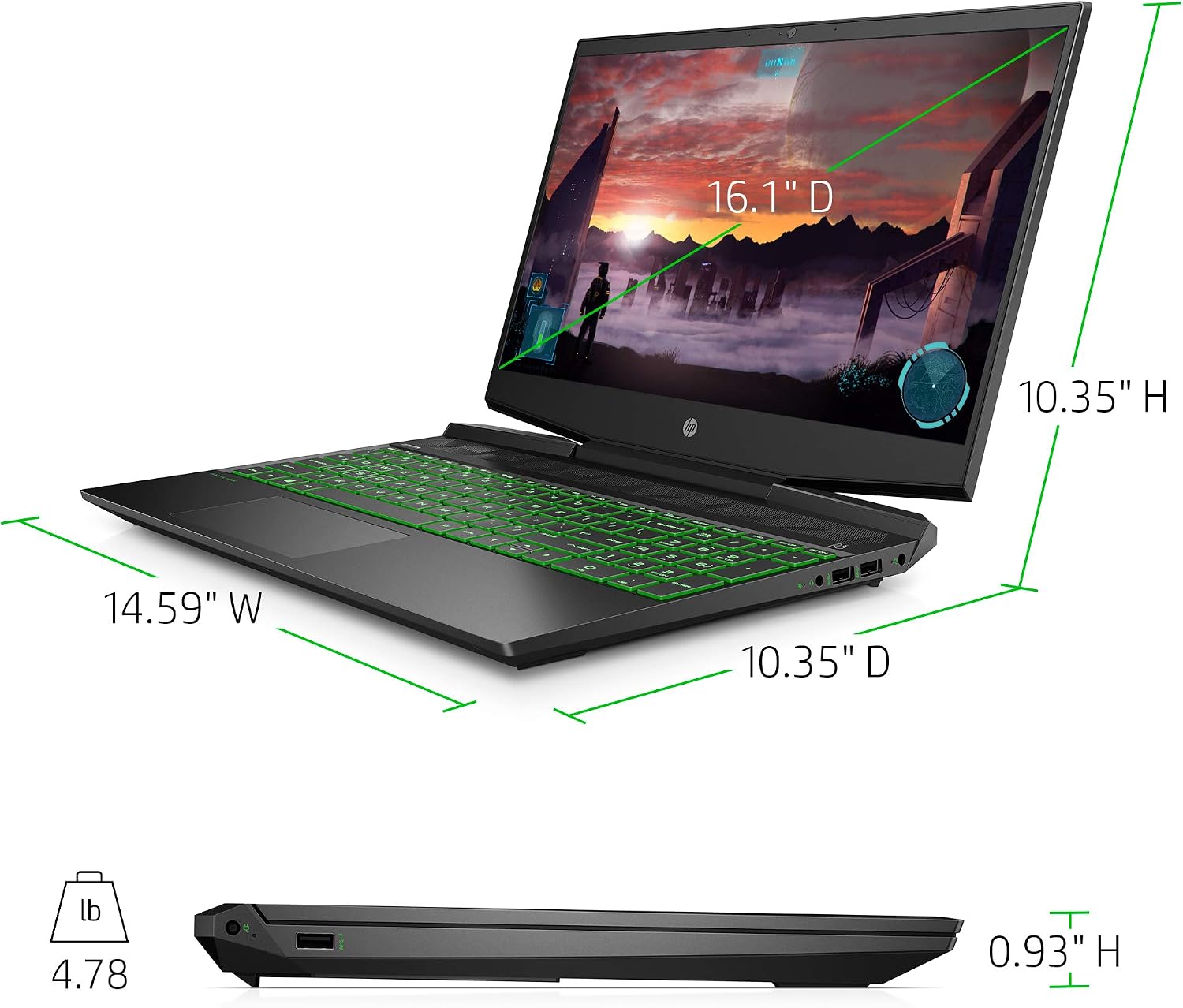 HP Pavilion Gaming 16 Laptop PC, NVIDIA GeForce GTX 1650 Ti, Intel Core i5-10300H, 8GB DDR4 RAM, 512GB PCIe NVMe SSD, 16.1' Full HD, Windows 10 Home, Backlit Keyboard (16-a0020nr, 2020 Model)