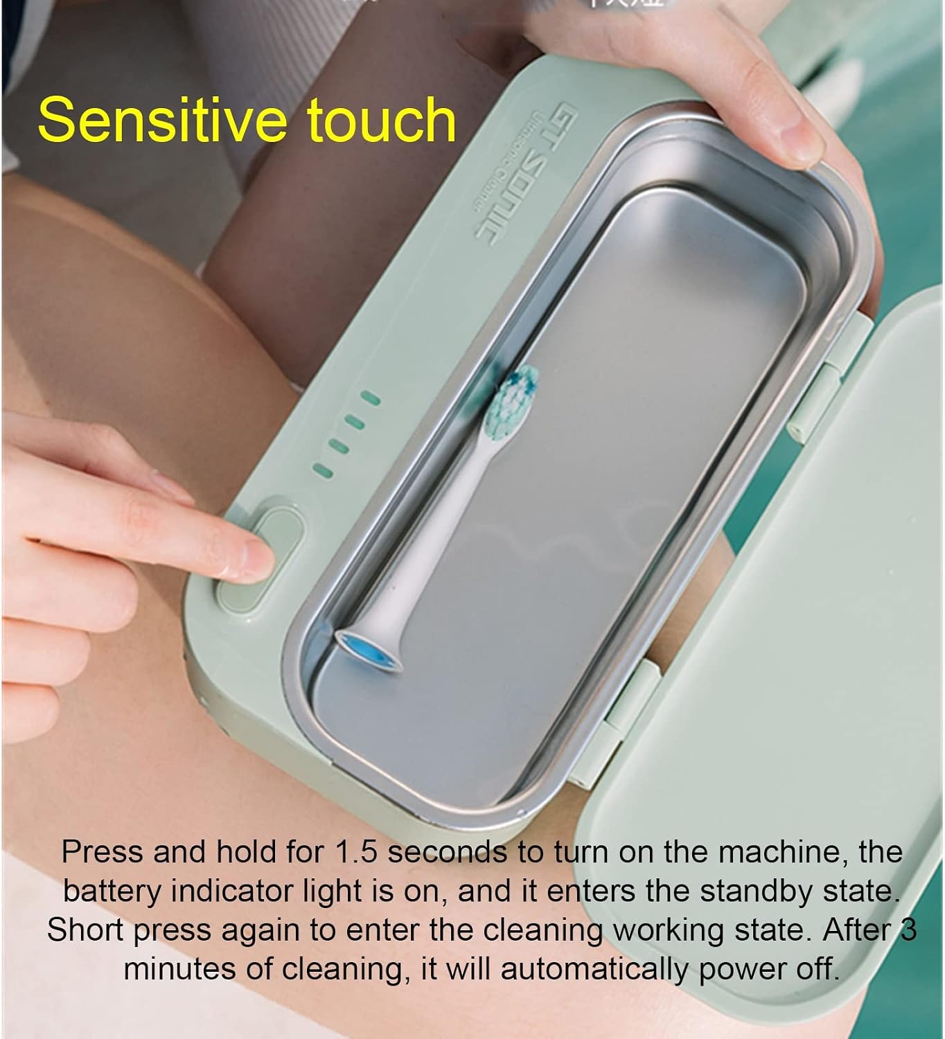 TXTC Small Ultrasonic Cleaner Solution Rechargeable Jewelry Cleaner,Ultrasonic Washing Machine for Jewellery, Watch, Glasses Cleaning,with Jewelry Basket-430ml (Color : Light Blue)