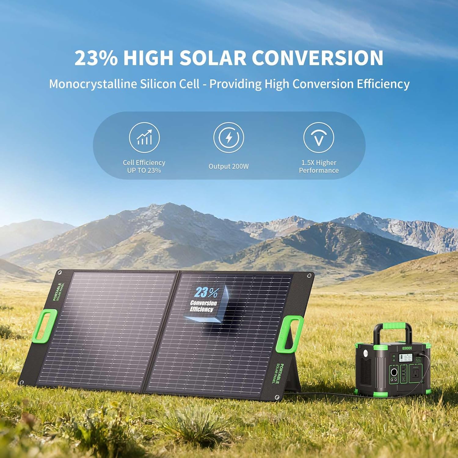 Portable Power Station 330W with 100W Solar Panel, Solar Generator Fast Charging, Foldable Solar Panel for Camping, RV, Outdoor Use