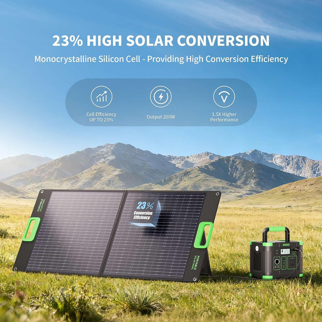 100W Portable Solar Panel for Power Station Generator, 20V Foldable Solar Cell Solar Charger with High-Efficiency Battery Charger for Outdoor Camping Van RV Trip