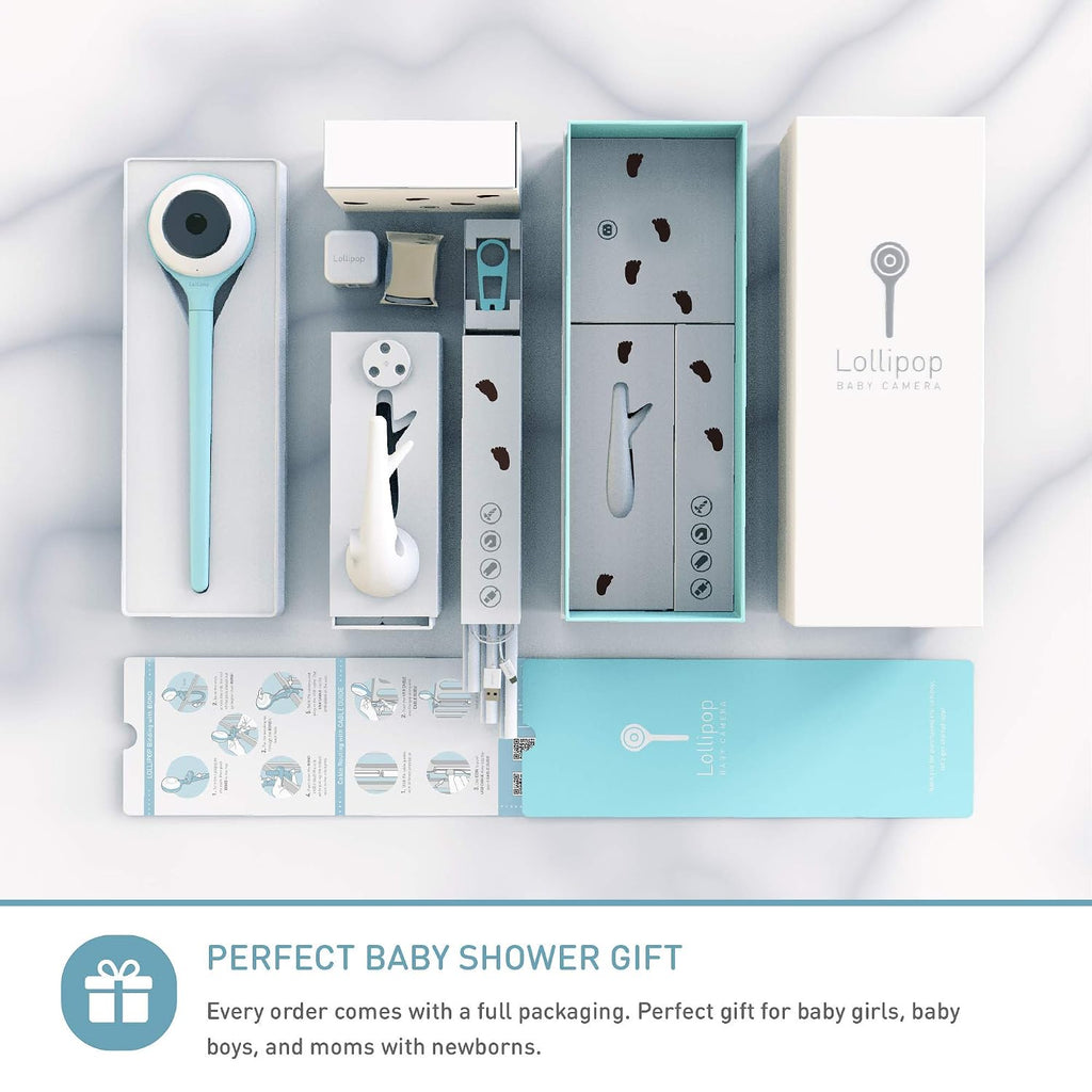 Lollipop Baby Monitor (Turquoise) - Full-Featured Smart Wi-Fi Camera of True Crying Detection with Extra in-App Plan of Breathing Monitoring/Sleep Tracking-Accessories Free/7 Days Trial Period