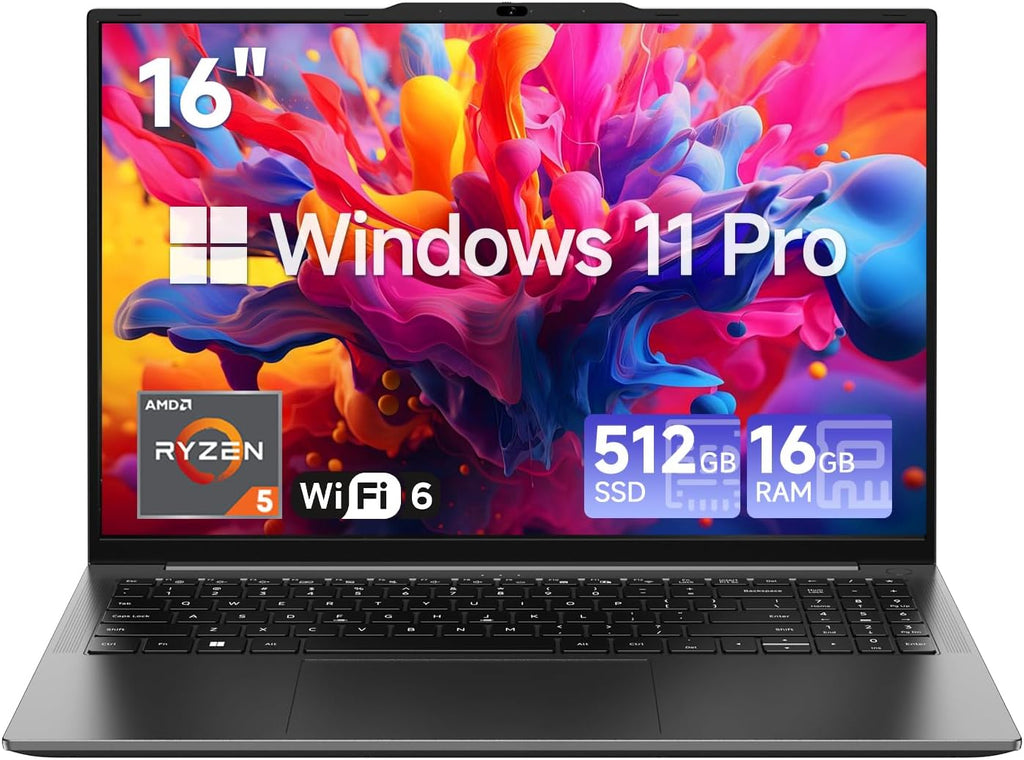 CHUWI Gaming Laptop 16'', AMD Ryzen 5 (Beat i7-1355U), 16GB RAM 512GB SSD, Windows 11 Pro Laptop with Office, IPS 2K Display, Backlit Keyboard, 74.1Wh, WiFi 6, BT 5.2, 4K HDMI