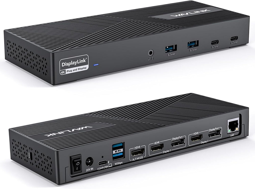 WAVLINK USB-C Triple Monitor Docking Station, 3 * 4K@60Hz for MacBook M1-M5/Neo & Windows – 100W PD, 3×HDMI/2×DisplayPort, 6x10Gbps USB Ports, Gigabit Ethernet, Ideal for Workstation & Home Offic