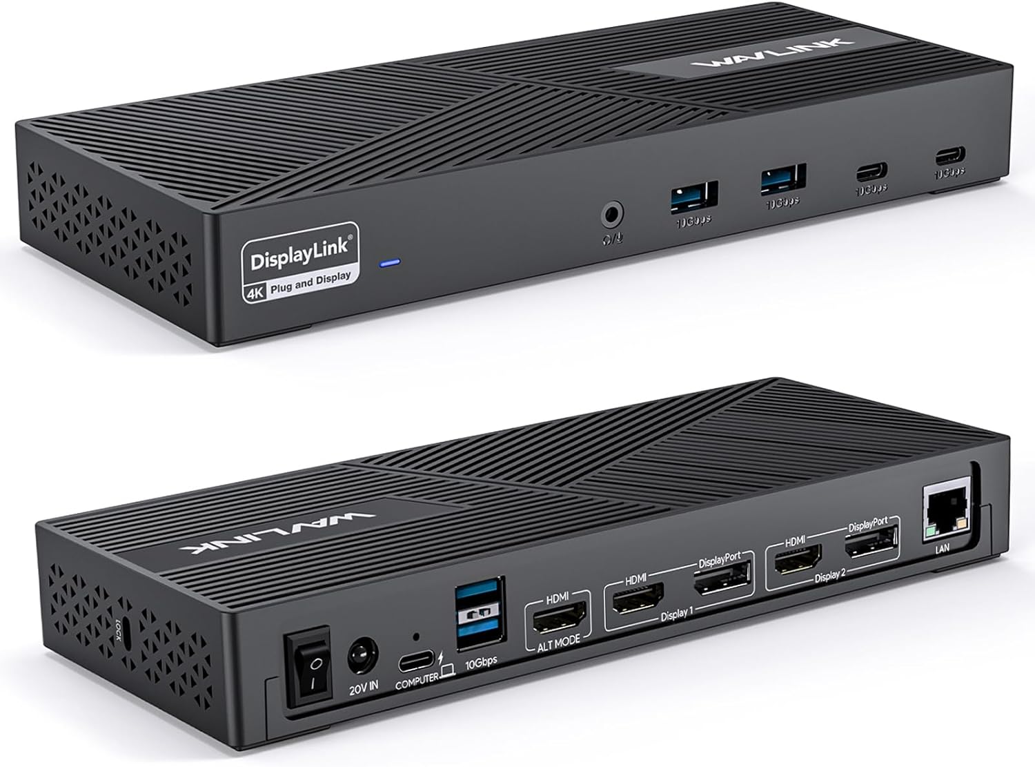 WAVLINK USB-C Triple Monitor Docking Station, 3 * 4K@60Hz for MacBook M1-M5/Neo & Windows – 100W PD, 3×HDMI/2×DisplayPort, 6x10Gbps USB Ports, Gigabit Ethernet, Ideal for Workstation & Home Offic