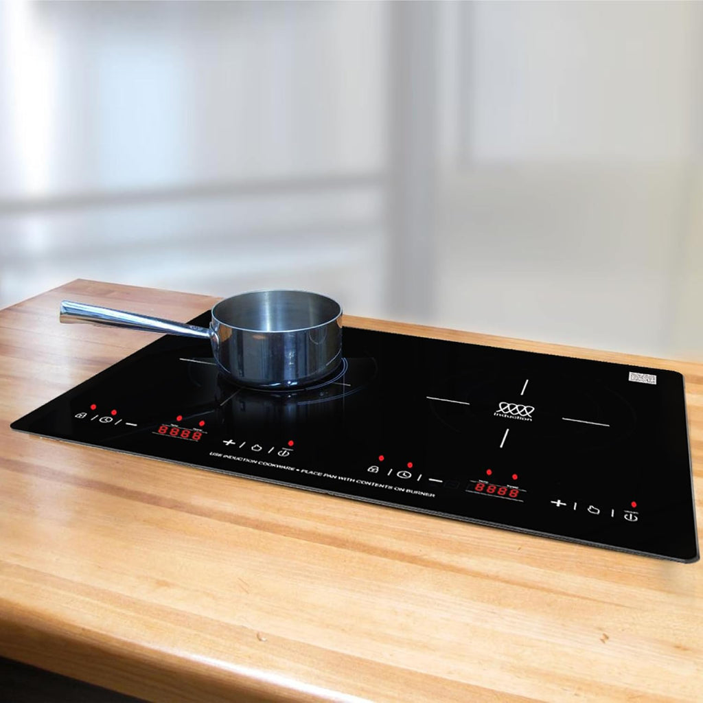 20 in. Horizontal 2 elements Dual Induction Cooktop ceramic glass surface 9 Power Built in/Freestanding 110V Black