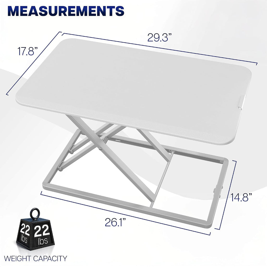 VIVO Economy Single Top Height Adjustable 29 inch Standing Desk Converter, Sit Stand Tabletop Monitor and Laptop Riser Platform Workstation, White, DESK-V000UW