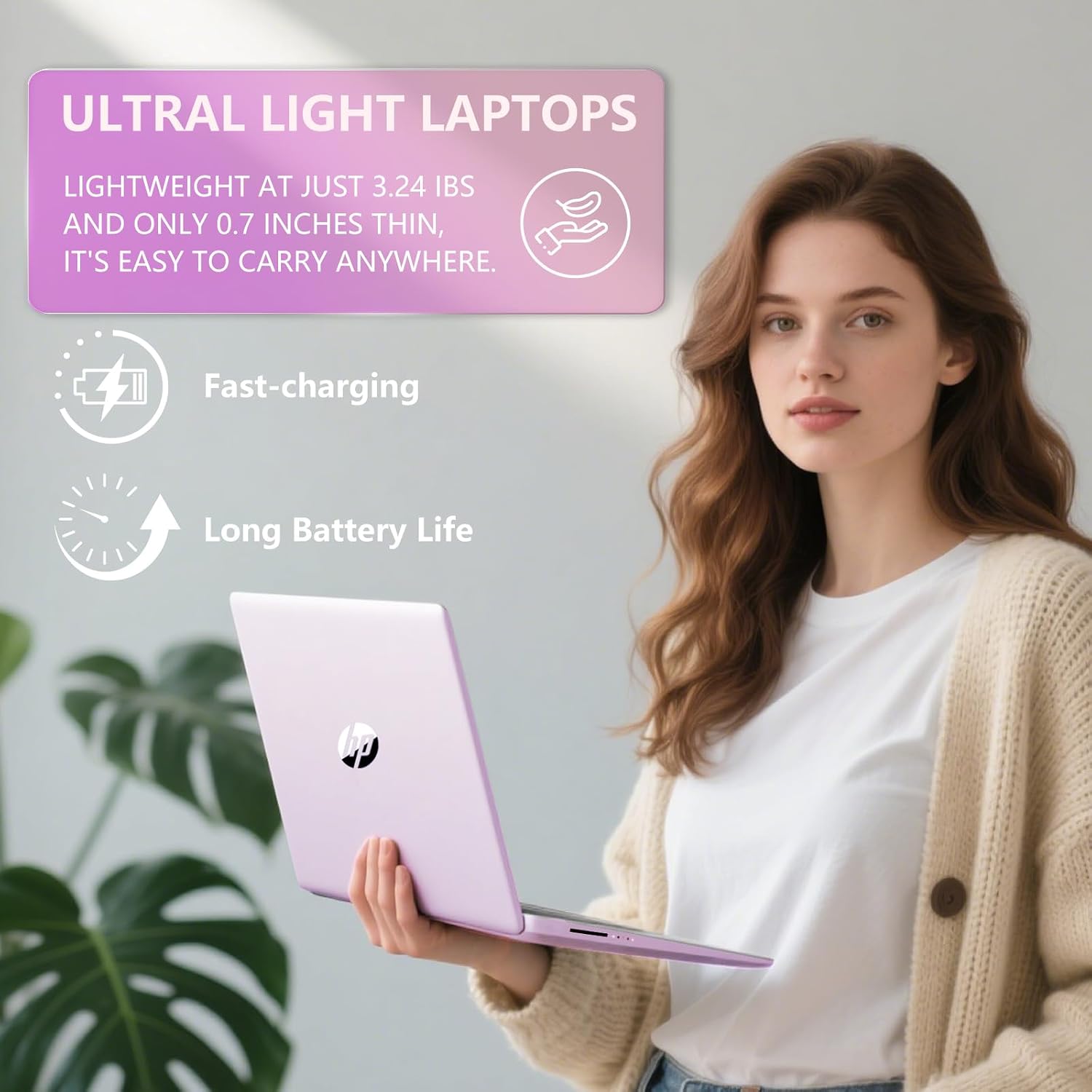 HP 14 Elite Laptop, 16GB RAM, 1.12TB Total Storage (128GB UFS+1TB Cloud), Honey Lavender, Office 365, Intel 4-Core, Win11, Copilot AI, 11Hr Battery, Alpacatec Mouse
