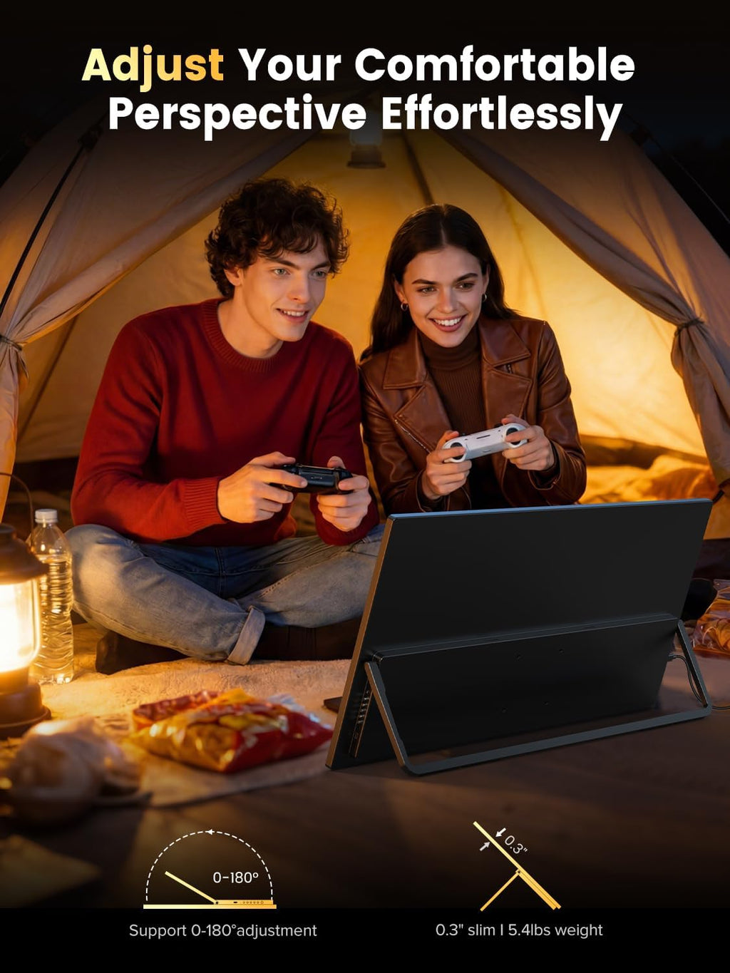 UPERFECT QLED Portable Gaming Monitor 500Hz 24.5'' Monitor, FreeSync 0.1ms, 125%sRGB 2000:1 600Nits, Built-in Stand, Speaker and VESA Mountable DP1.4 USB C HDMI Second Screen for Laptop, Game Console
