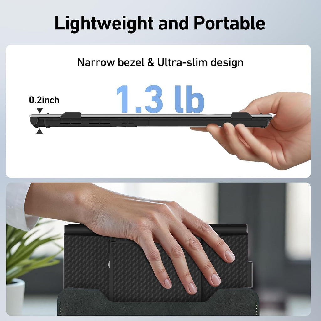 Vixtan 1.3lbs Ultra-Light Laptop Screen Extender, 14' FHD 1080P Portable Dual Monitor, Ultra-Thin Plug & Play for 13'-17' Laptops