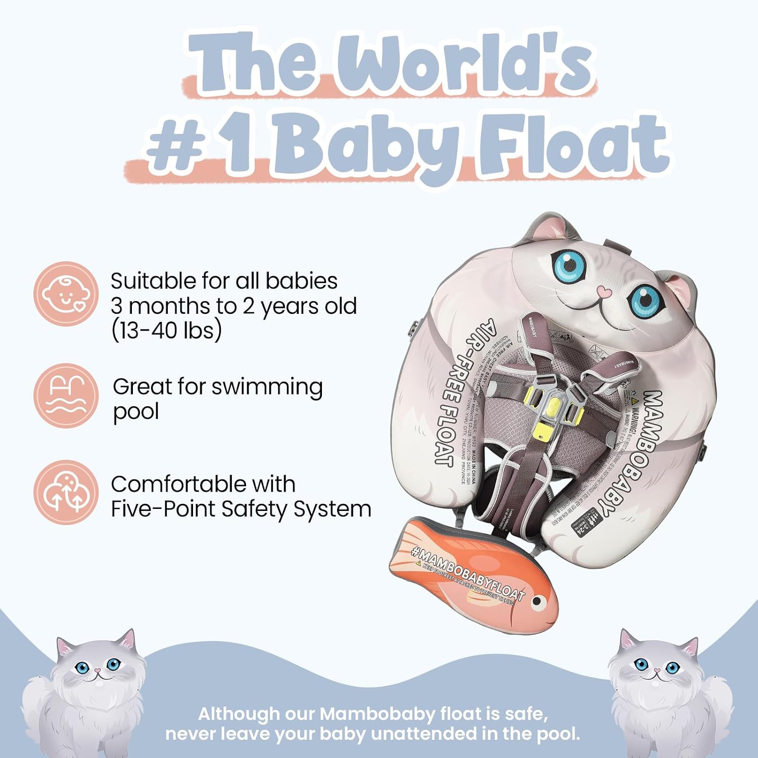 Mambobaby Float Deluxe Baby Pool Float: Safe & Comfortable Swim Trainer for Infants & Toddlers, Non-Inflatable Design, UV Protection Canopy, Fun Water Experience for Ages 3-24 Months